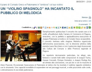 UN “VIOLINO SPAGNOLO” HA INCANTATO IL PUBBLICO DI MELODICA (Ragusa Oggi)